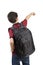 Back to school - Back view of school boy child with school backpack pointing