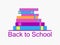 Back to school background with books. Bookshelf, textbooks are isolated on white background. School supplies icons. . Vector