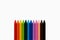 Back to school background. olors of the rainbow pencils. Colorful school supplies.