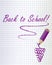 Back to school background with a purple pencil and grape