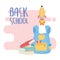 Back to school, backpack books rocket startup education cartoon