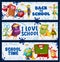 Back to school banner cartoon stationery superhero