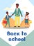 Back to school banner with children going to school, vector illustration.