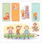 Back to school, Banners and Bookmarks, vector illustration