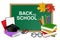 Back to school board supplies Vector realistic. Crayons, ruler, notes detailed 3d illustrations