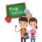 Back to school boy and girl board apple alphabet cube