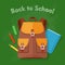 Back to School. Brown Backpack. Office Supplies