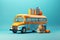 Back-to-School Bus Loaded with Supplies: A Vibrant Illustration. Generative AI