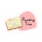 Back to School cartoon book reading time sticker, vector