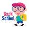 Back to school. Cartoon cute kid with red cap and carry school and ready back to school