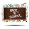 Back to School chalkboard with science symbols and