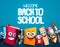 Back to school characters set vector background design with colorful funny educational cartoon