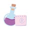 Back to school, chemistry test tube and paper education cartoon