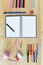Back to school. Colorful Office and study art stationery objects