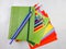 Back to school. Colorful supplies for starting school, for paper craft or take notes