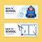 Back to school concept banner background decorative with various school stationery flat design
