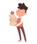 Back to school concept. Cheerful schoolboy holding books.