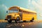 Back to school concept A cheerful yellow school bus illustration