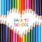 Back to school concept. Colorful pencils arranged as heart. The words \'Back to School\' written in pencil