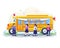 Back to school concept design. Happy children will go to school by school bus. vector illustration