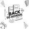 Back to school concept with school supplies icons with line art. design template for banner  poster. Detailed vector illustration.