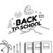 Back to school concept with school supplies icons with line art. design template for banner  poster. Detailed vector illustration.
