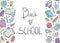 Back to school doodle background. Different school supplies and tools horizontal layout. First day of school. Education collection