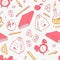 Back to school doodle objects background. Hand drawn school supplies seamless pattern