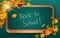 Back to school, education autumn style realistic vector illustration