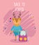 Back to school education cute deer and bag cartoon