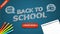 Back to school flash sale banner with illustration blue board, pencil color and paper. Editable Text Effect