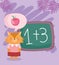 Back to school, fox apple speech bubble chalkboard