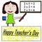 Back to school girl, Happy Teacher`s Day Poster with Illustrations