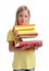 Back to school. Girlwith stack of book