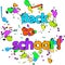 Back to school graffiti colorful poster with ink drops