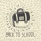 Back to school hand drawn doodle card with schoolbag