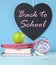 Back to School heart blackboard with bright pink and colorful stationery