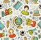 Back to School icons education seamless pattern.