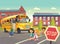 Back To School. Illustration depicting School bus stop