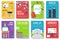 Back to school information cards set. Student template of flyear, magazines, posters, book cover, banners. College education