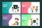 Back to school landing page set. Vector web banners template with cartoon students