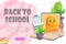 Back to School Landing page template Cartoon Illustration with back to school icon Set.