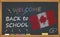 Back to school with learning and childhood concept. Banner with an inscription with the chalk welcome back to school and the Canad