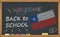 Back to school with learning and childhood concept. Banner with an inscription with the chalk welcome back to school and the Chile