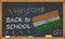 Back to school with learning and childhood concept. Banner with an inscription with the chalk welcome back to school and the India