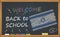 Back to school with learning and childhood concept. Banner with an inscription with the chalk welcome back to school and the Israe