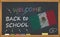 Back to school with learning and childhood concept. Banner with an inscription with the chalk welcome back to school and the Mexic