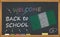 Back to school with learning and childhood concept. Banner with an inscription with the chalk welcome back to school and the Niger