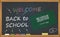 Back to school with learning and childhood concept. Banner with an inscription with the chalk welcome back to school and the Saudi