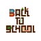 Back to school. Lettering decorative font. Includes graphic images. Flat style. Vector illustration.